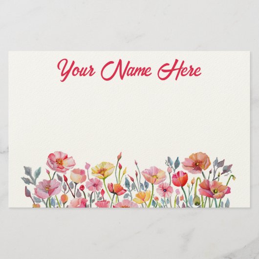 Poppies on Parade Personalized Stationery 便箋 (正面)