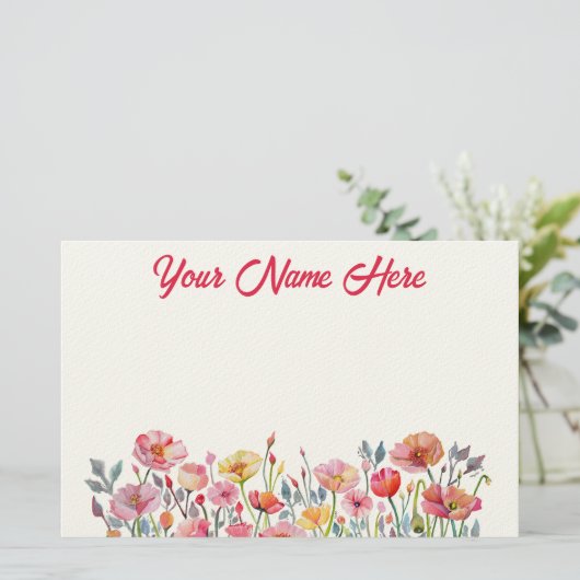Poppies on Parade Personalized Stationery 便箋 (スタンド正面)