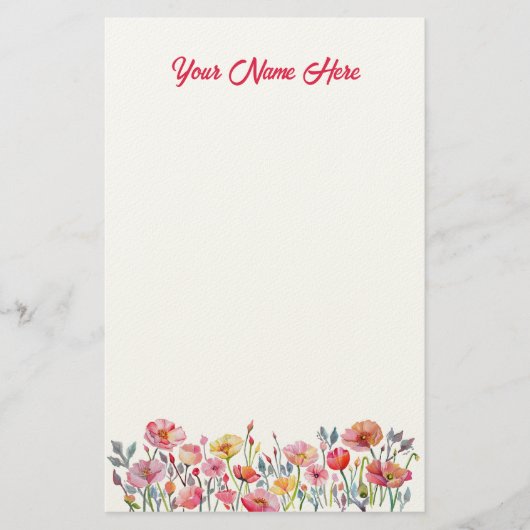 Poppies on Parade Personalized Stationery 便箋 (正面)