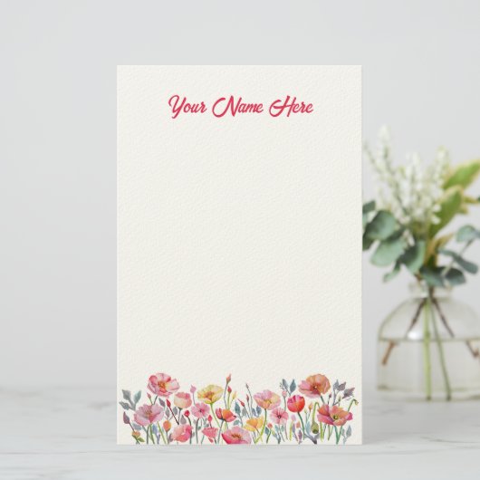 Poppies on Parade Personalized Stationery 便箋 (スタンド正面)