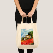 POPPIES TUSCANY LANDSCAPE Red Flower Fields トートバッグ (正面(商品))