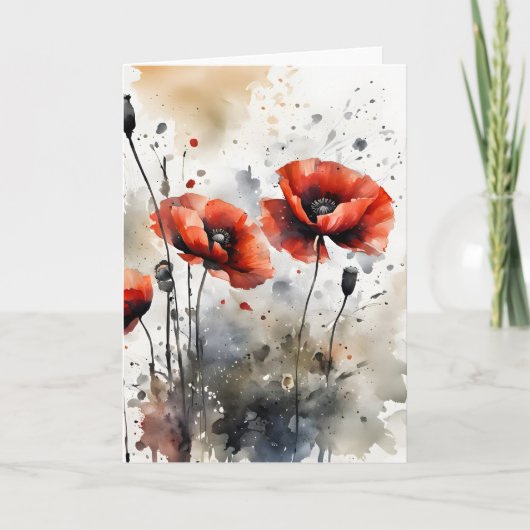 Poppies - Watercolor flowers カード (正面)