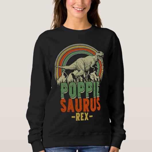 Poppiesaurus Rex Christmas Dinosaur Matching Famil スウェットシャツ (正面)