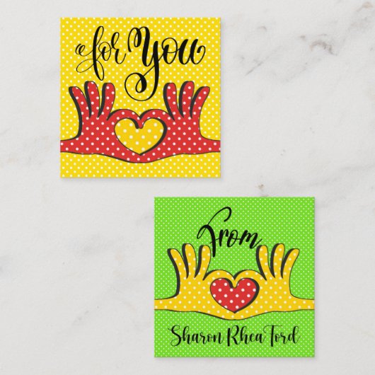 Poppinの水玉模様エンクロージャカード スクエア名刺 (正面/裏面)