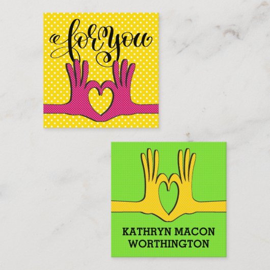 Poppinの水玉模様エンクロージャカード スクエア名刺 (正面/裏面)