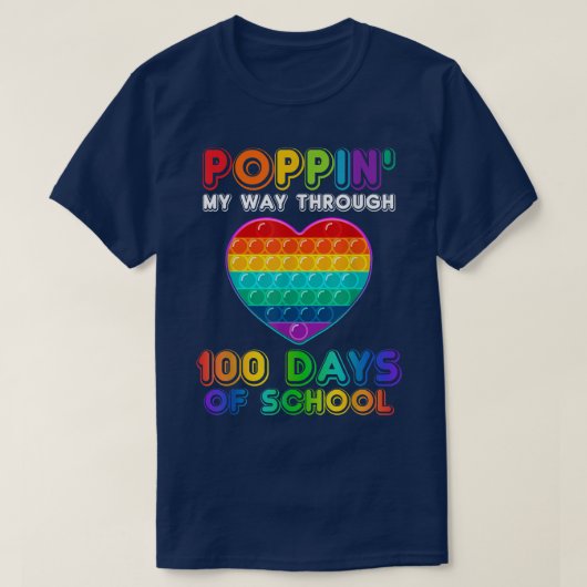 Poppin'学校の100日を通る私の道Poハート Tシャツ (デザイン正面)