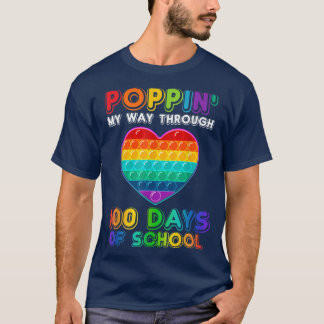 Poppin'学校の100日を通る私の道Poハート Tシャツ