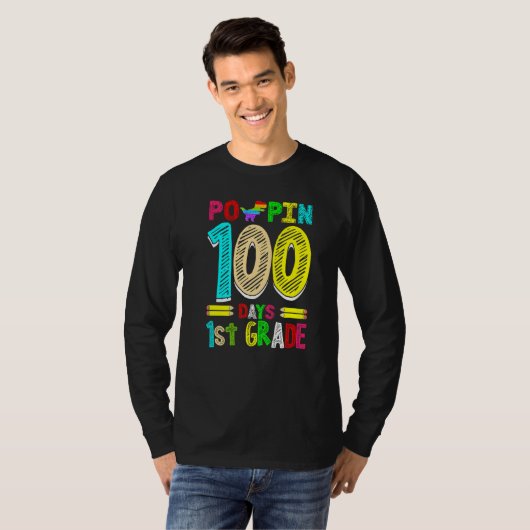Poppin 100 Days 1st Grade Dinosaur Primary School  Tシャツ (正面フル)