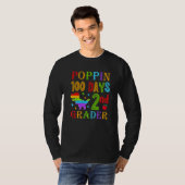 Poppin 100 Days 2nd Grader Dinosaur School Kid T-R Tシャツ (正面フル)