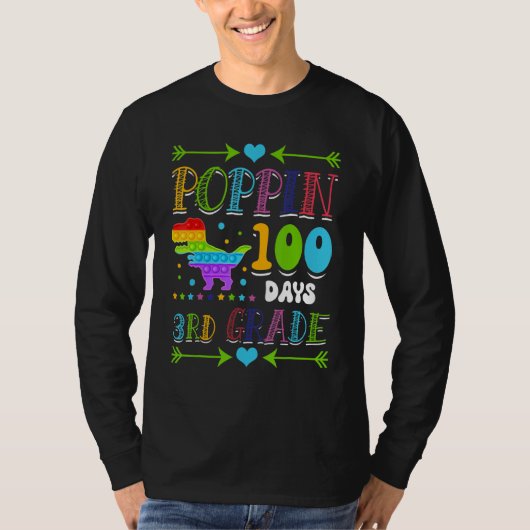 Poppin 100 Days 3rd Grade Primary School Dinosaur  Tシャツ (正面)