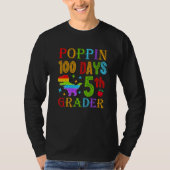 Poppin 100 Days 5th Grader School Dinosaur Kid T-R Tシャツ (正面)