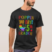 Poppin 100 Days 5th Grader School Dinosaur Kid T-R Tシャツ (正面)