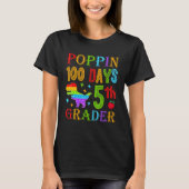 Poppin 100 Days 5th Grader School Dinosaur Kid T-R Tシャツ (正面)