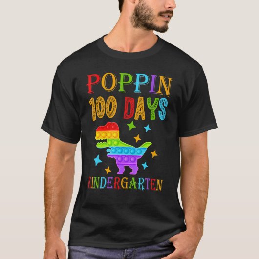 Poppin 100 days Kindergarten School Dinosaur T-Rex Tシャツ (正面)