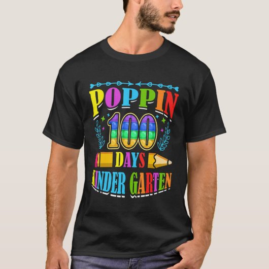 Poppin 100 Days Kindergarten School Kid Schooler P Tシャツ (正面)