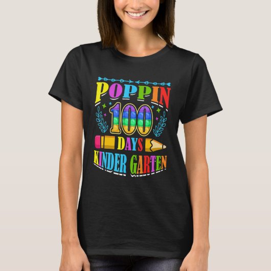 Poppin 100 Days Kindergarten School Kid Schooler P Tシャツ (正面)