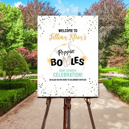 Poppin' Bottles Baby Shower Welcome Sign ポスター