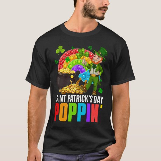 Poppin' Leprechaun & Pop It Rainbow Saint Patricks Tシャツ (正面)