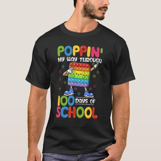 Poppin My Way Through 100 Days Dabbing Kids Boys G Tシャツ (正面)