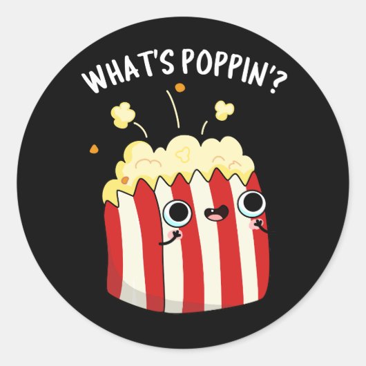 Poppin Popcorn おもしろい Pun Dark BGとは ラウンドシール (正面)