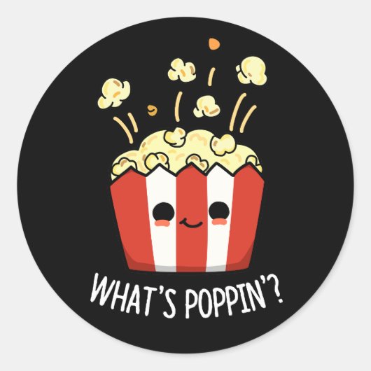 Poppin Popcorn おもしろい Pun Dark BGとは ラウンドシール (正面)