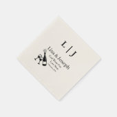 Popping Champagne &Toasting Glasses Party Wedding  スタンダードカクテルナプキン (角)