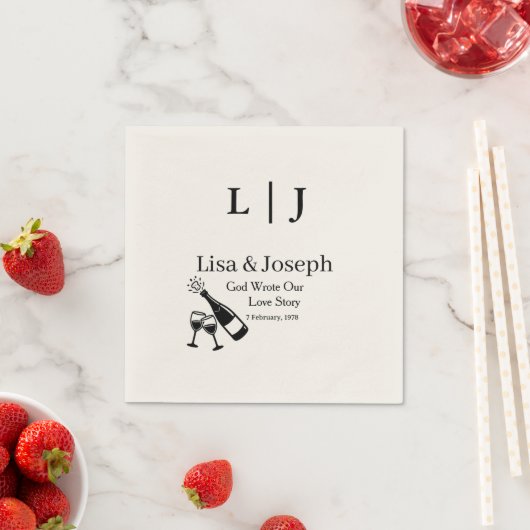 Popping Champagne &Toasting Glasses Party Wedding  スタンダードカクテルナプキン (インサイチュ)