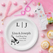 Popping Champagne &Toasting Glasses Party Wedding  ペーパープレート (パーティー)