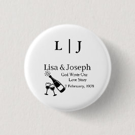 Popping Champagne &Toasting Glasses Party Wedding  缶バッジ