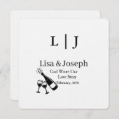 Popping Champagne &Toasting  Party Wedding  招待状 (正面/裏面)