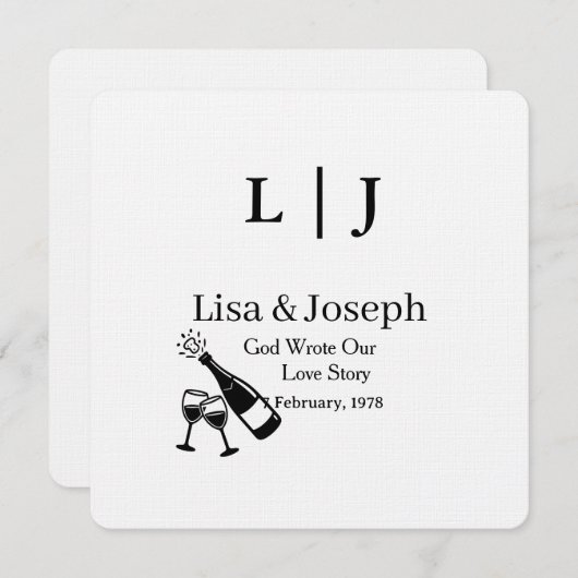 Popping Champagne &Toasting  Party Wedding  招待状 (正面/裏面)