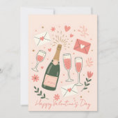 Popping Cork Champagne Toast Valentine's Day シーズンカード (正面)