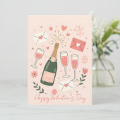 Popping Cork Champagne Toast Valentine's Day シーズンカード (スタンド正面)