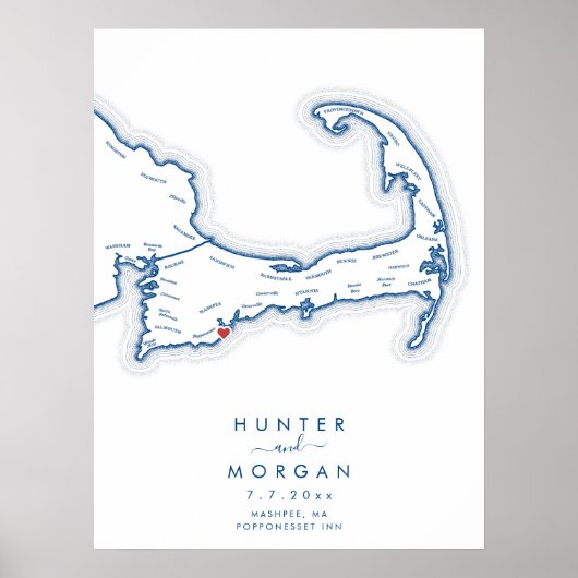 Popponesset Inn Wedding Navy Guest Book Poster ポスター (正面)