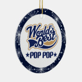 PopPopの祖父(世界のベスト)のクリスマスのギフト セラミックオーナメント (右)