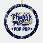 PopPopの祖父(世界のベスト)のクリスマスのギフト セラミックオーナメント (正面)