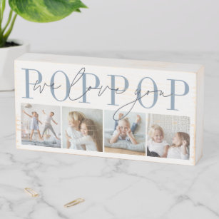 Poppop We Love You 4 Photo Collage ウッドボックスサイン