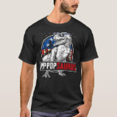 Poppopsaurus Dinosaur T Rex American Flag Family M Tシャツ (正面)