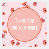 Poppyありがとうごクラシックざいラウンドステッカー スクエアシール (正面)