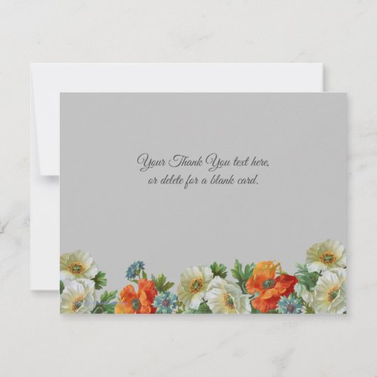 PoppyとCornflowersありがとう編集可能フローラ カード (裏面)