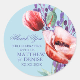 Poppyコレクションとスパンシュガーブルー背景C ラウンドシール