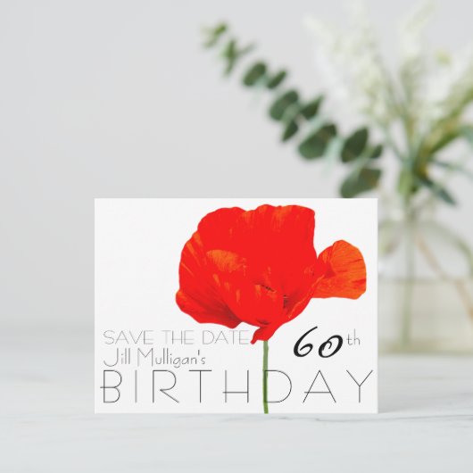 POPPYコレクション60誕生日日付の保存 案内ポストカード (スタンド正面)