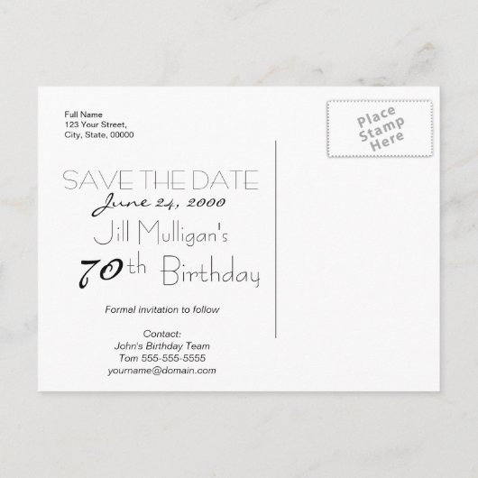 POPPYコレクション70誕生日日付の保存 案内ポストカード (裏面)