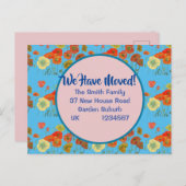 Poppyパターン新しい住所はがき、移動している ポストカード (正面/裏面)