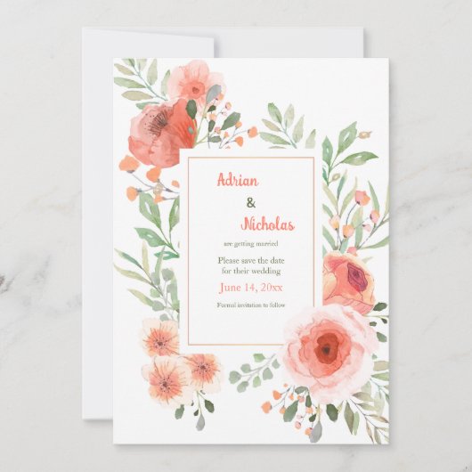 Poppyフレームセーブ・ザ・デート案内 案内状 (正面)