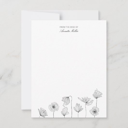 Poppyフローラパーソナライズされた文房具ノートカード ノートカード (正面)