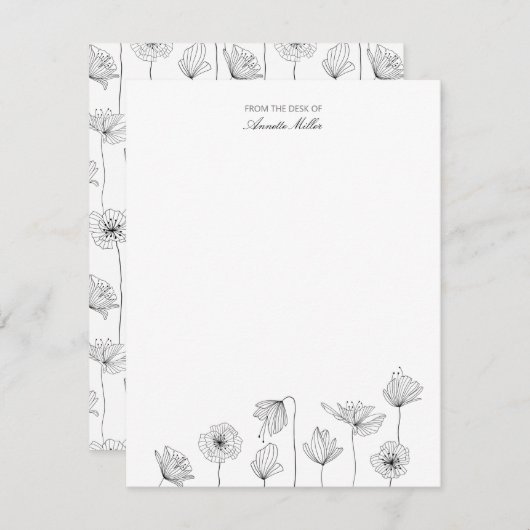 Poppyフローラパーソナライズされた文房具ノートカード ノートカード (正面/裏面)