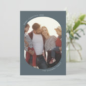 POPPYブルーモダンおもしろいファミリーDIYフォトクリスマス シーズンカード (スタンド正面)