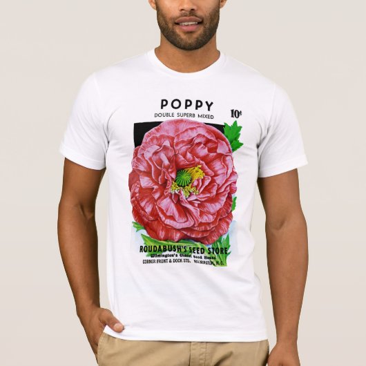 Poppyヴィンテージシードパケット Tシャツ (正面)