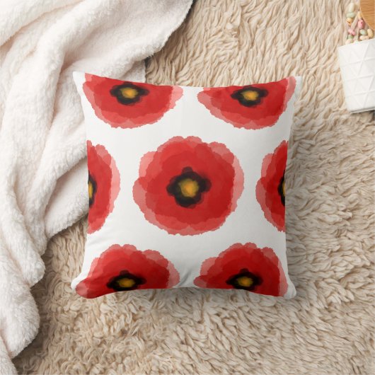 POPPY水彩スタイルパターンSq枕 クッション (ブランケット)